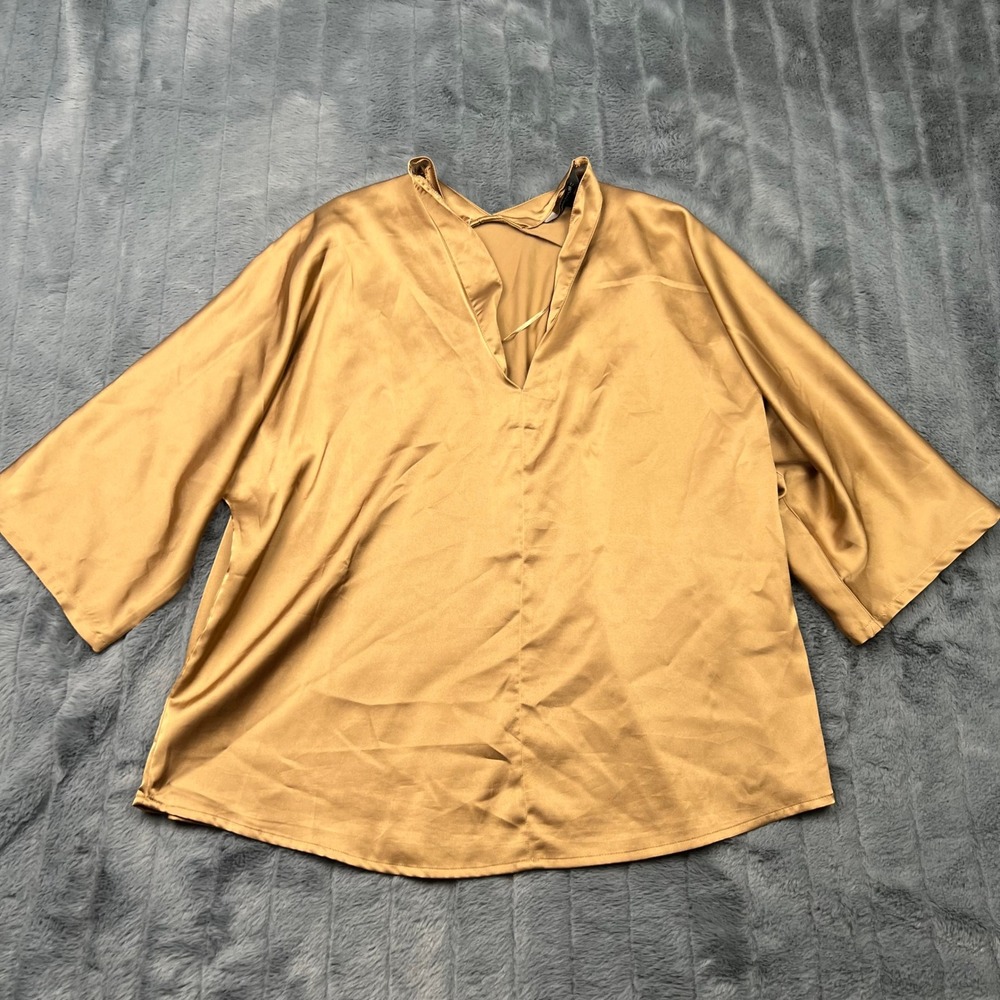 Banana Republic Gold Satin V-Neck Dolman Sleeve Blouse Small 1166